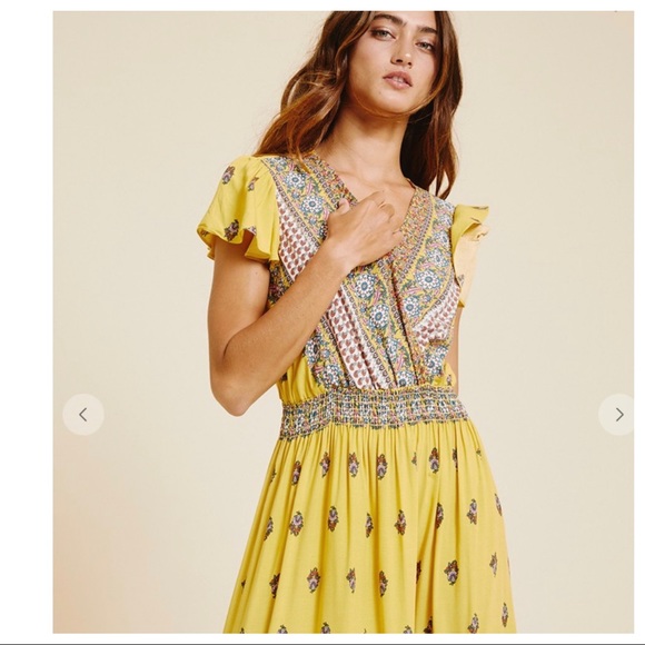 Natalie Short Flowy Sleeves Print Maxi Boho Dress - Picture 5 of 5